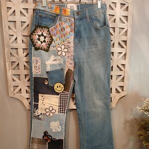 Urban Outfitters BDG High Flare Denim with patches/embroidery